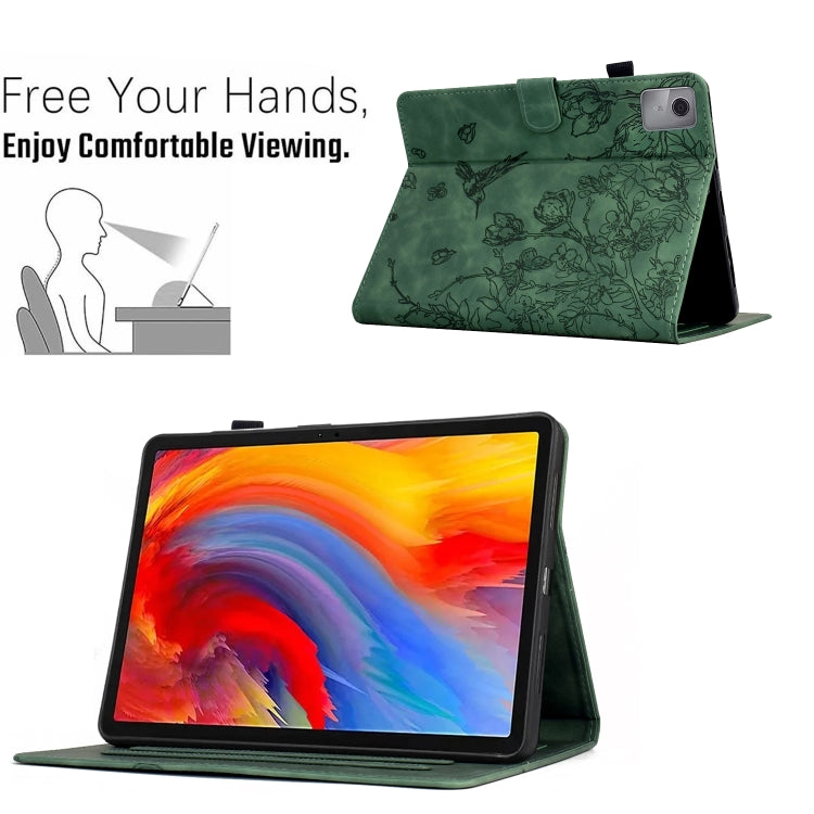 For Lenovo Tab M11 Flowers and Bird Embossed Smart Leather Tablet Case