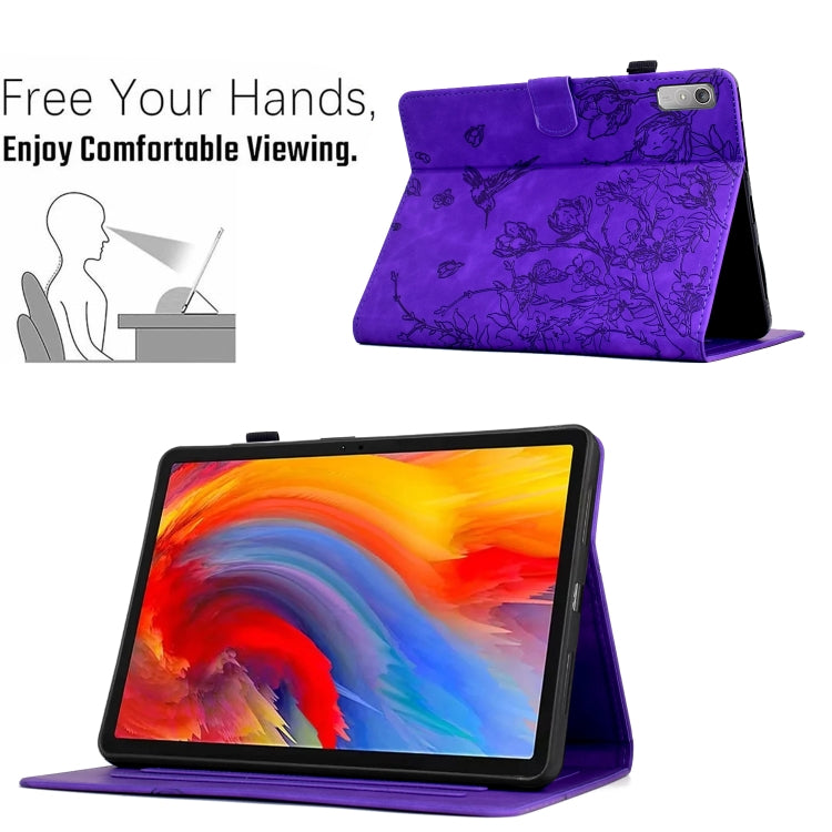 For Lenovo Tab P11 2nd Gen Flowers and Bird Embossed Smart Leather Tablet Case