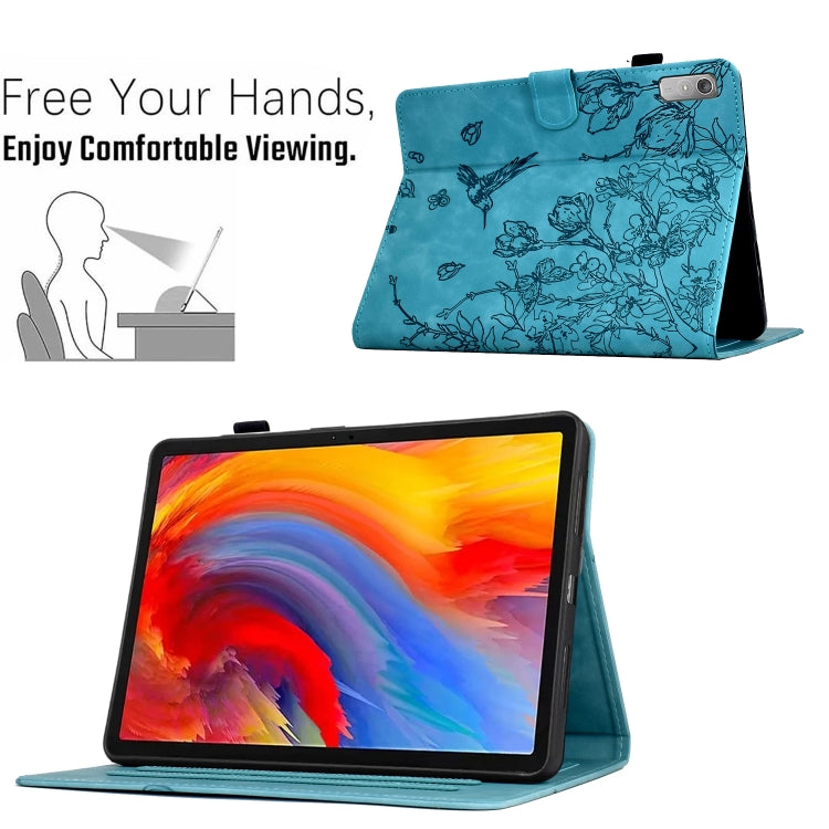 For Lenovo Tab P11 2nd Gen Flowers and Bird Embossed Smart Leather Tablet Case