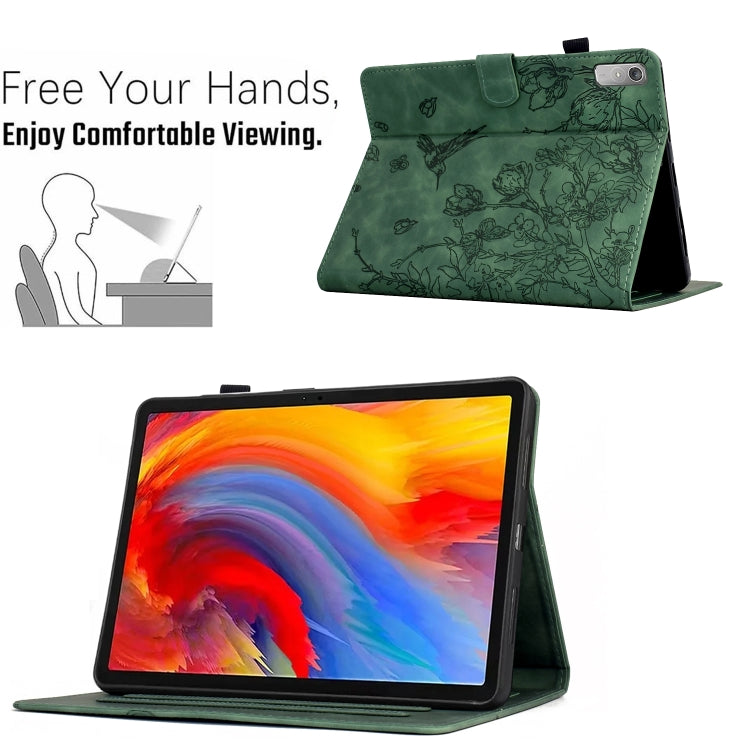 For Lenovo Tab P11 2nd Gen Flowers and Bird Embossed Smart Leather Tablet Case