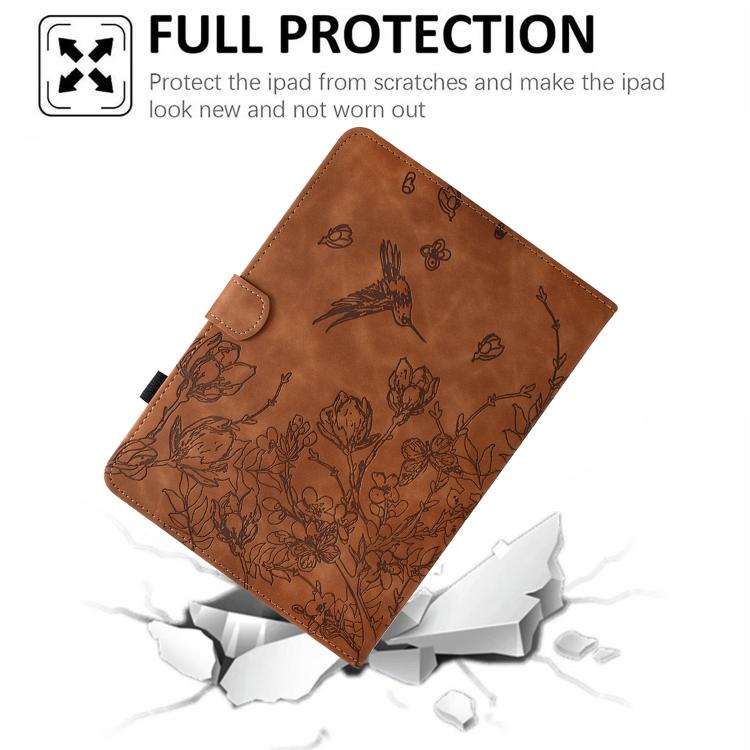For Lenovo Xiaoxin Pad 11 2025 Flowers and Bird Embossed Smart Leather Tablet Case