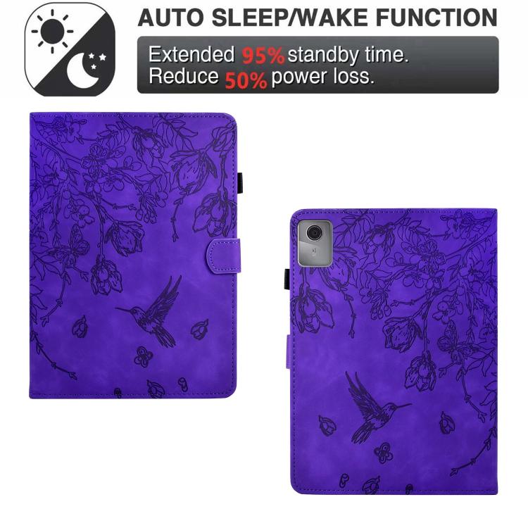 For Lenovo Xiaoxin Pad 11 2025 Flowers and Bird Embossed Smart Leather Tablet Case