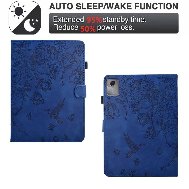 For Lenovo Xiaoxin Pad 11 2025 Flowers and Bird Embossed Smart Leather Tablet Case