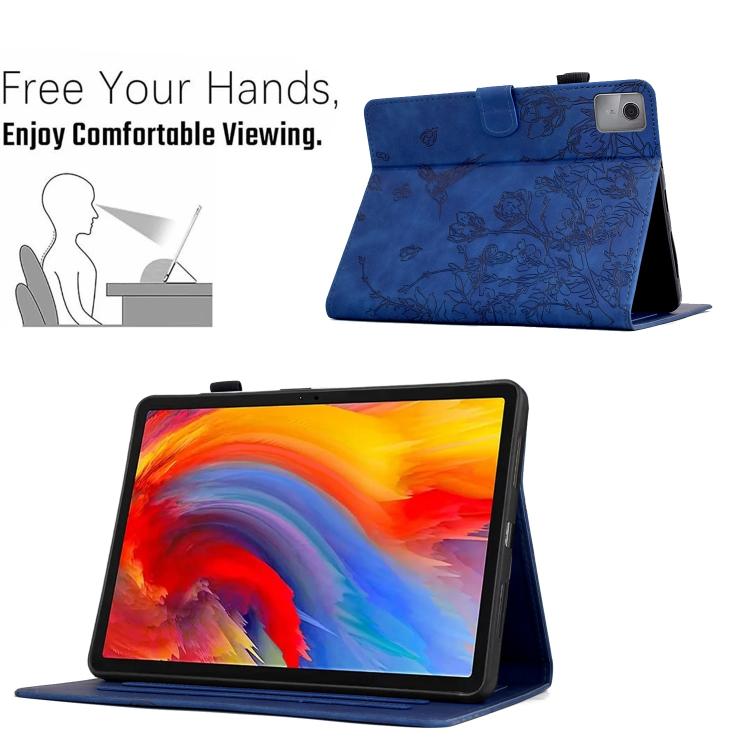For Lenovo Xiaoxin Pad 11 2025 Flowers and Bird Embossed Smart Leather Tablet Case