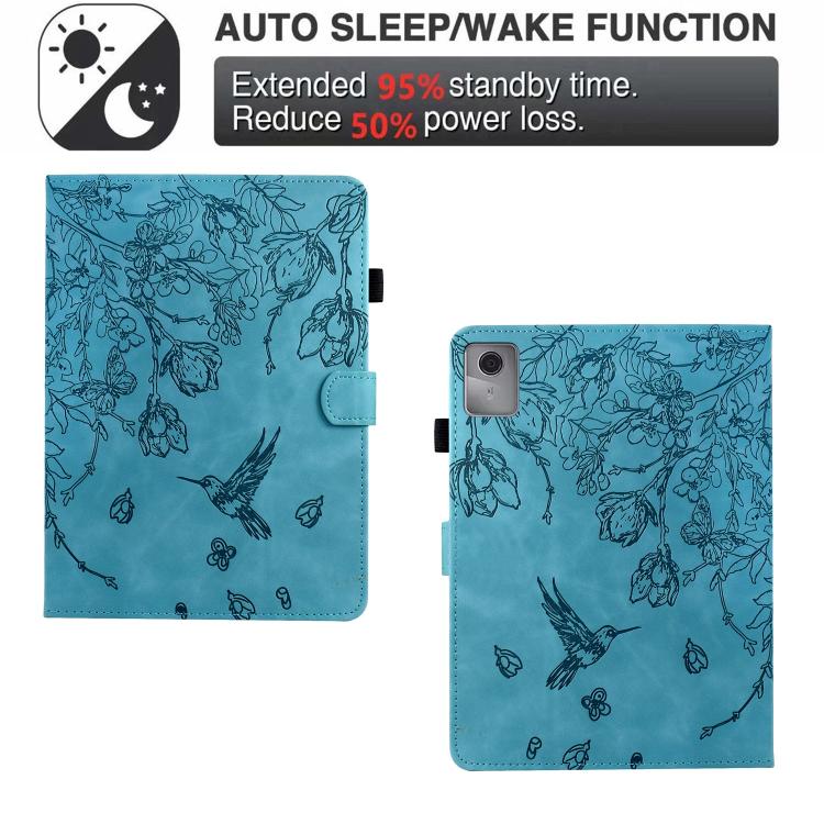 For Lenovo Xiaoxin Pad 11 2025 Flowers and Bird Embossed Smart Leather Tablet Case