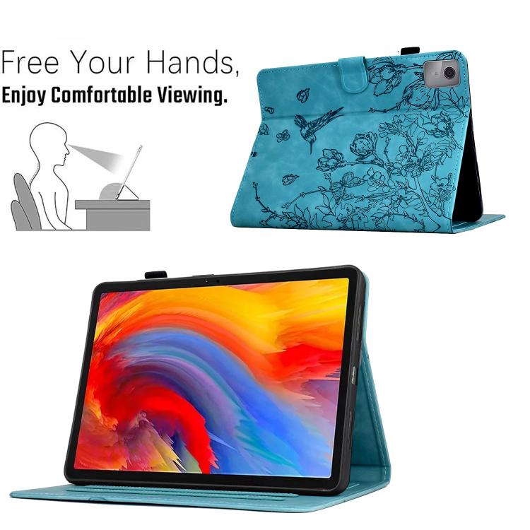 For Lenovo Xiaoxin Pad 11 2025 Flowers and Bird Embossed Smart Leather Tablet Case
