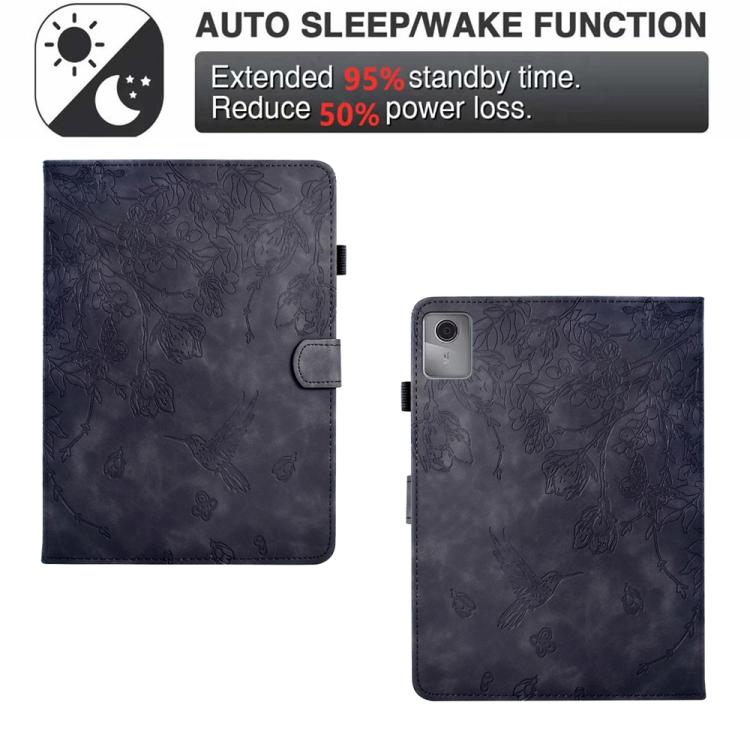 For Lenovo Xiaoxin Pad 12.1 2025 Flowers and Bird Embossed Smart Leather Tablet Case