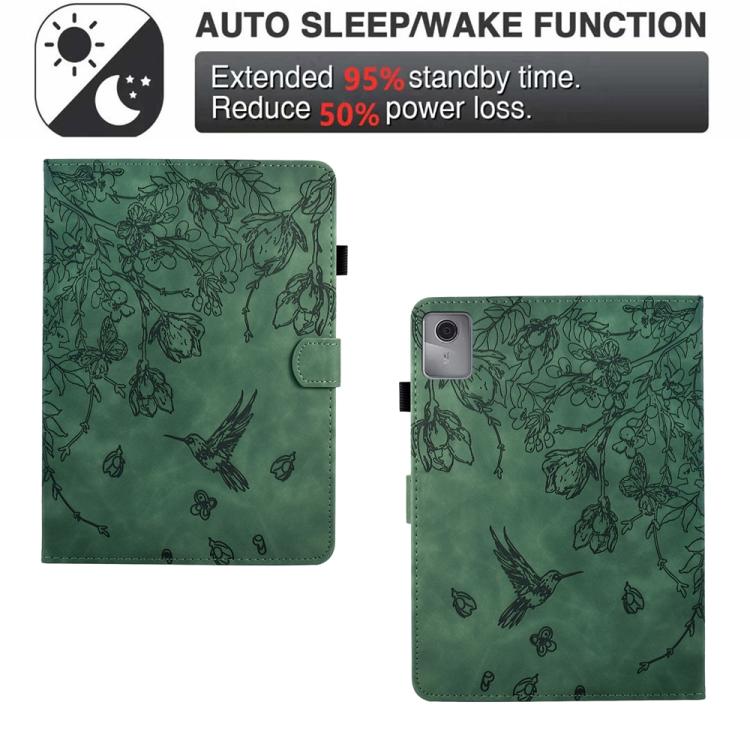 For Lenovo Xiaoxin Pad 12.1 2025 Flowers and Bird Embossed Smart Leather Tablet Case