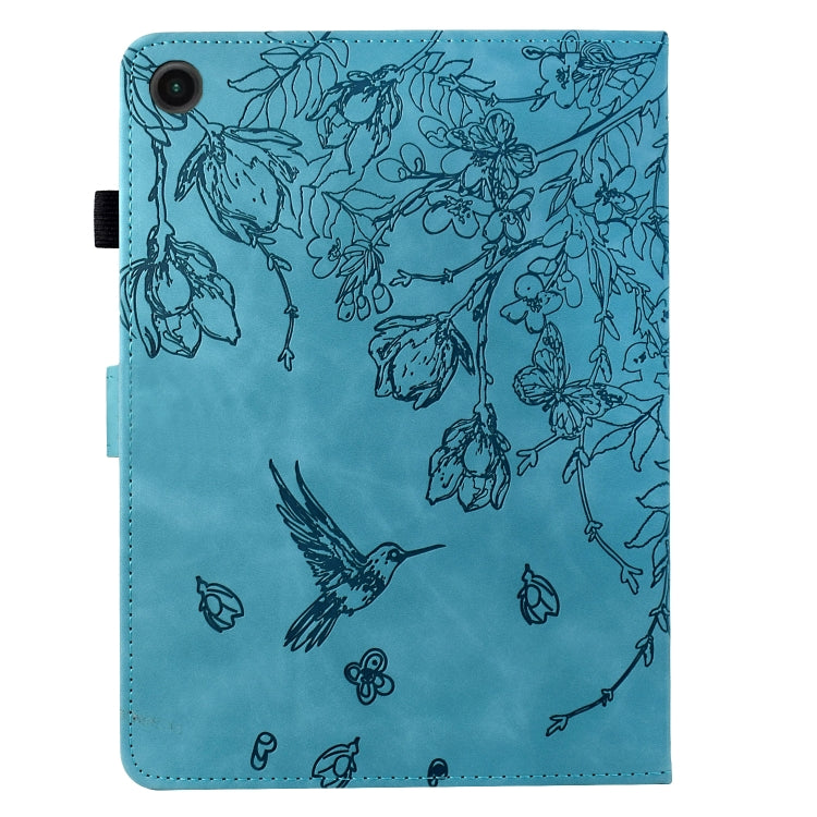 For Samsung Galaxy Tab A11+ / A9+ Flowers and Bird Embossed Smart Leather Tablet Case