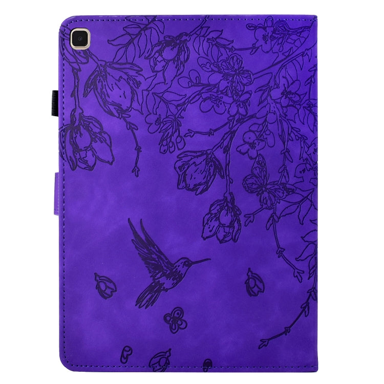 For Samsung Galaxy Tab S6 Lite P610 Flowers and Bird Embossed Smart Leather Tablet Case