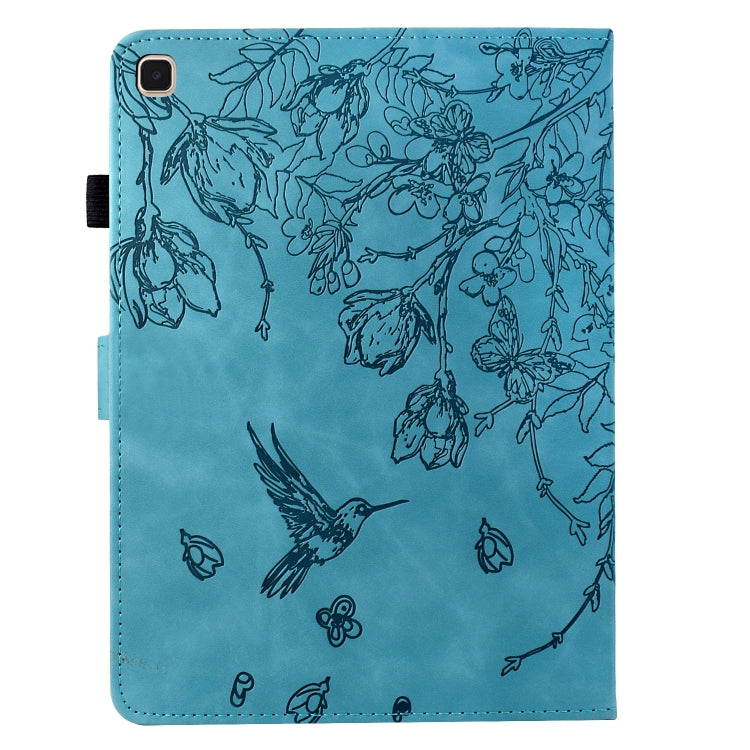 For Samsung Galaxy Tab S6 Lite P610 Flowers and Bird Embossed Smart Leather Tablet Case