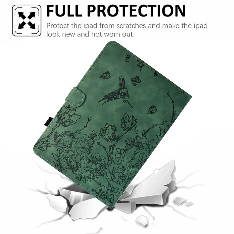 For Samsung Galaxy Tab S7 / S8 Flowers and Bird Embossed Smart Leather Tablet Case