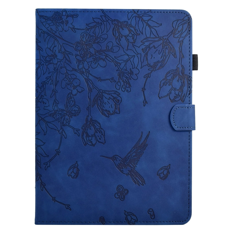 For Samsung Galaxy Tab S9 Flowers and Bird Embossed Smart Leather Tablet Case