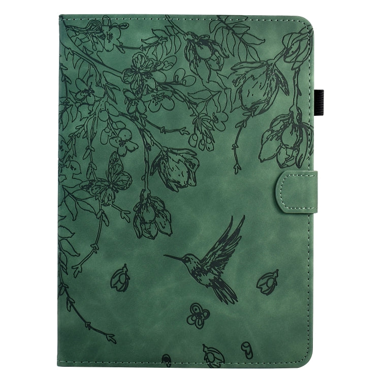For Samsung Galaxy Tab S9 Flowers and Bird Embossed Smart Leather Tablet Case