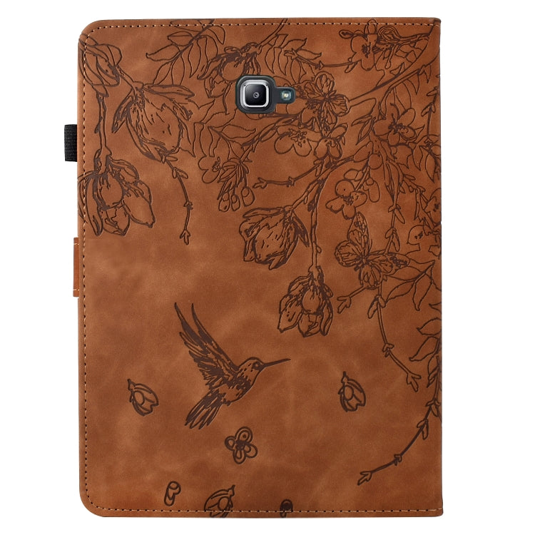 For Samsung Galaxy Tab A 10.1 T580 Flowers and Bird Embossed Smart Leather Tablet Case