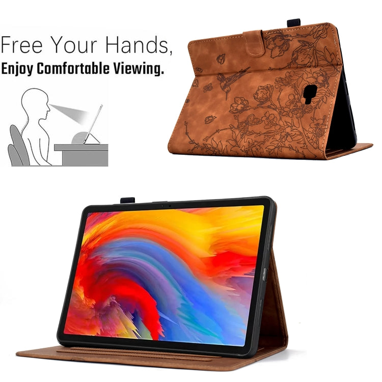 For Samsung Galaxy Tab A 10.1 T580 Flowers and Bird Embossed Smart Leather Tablet Case