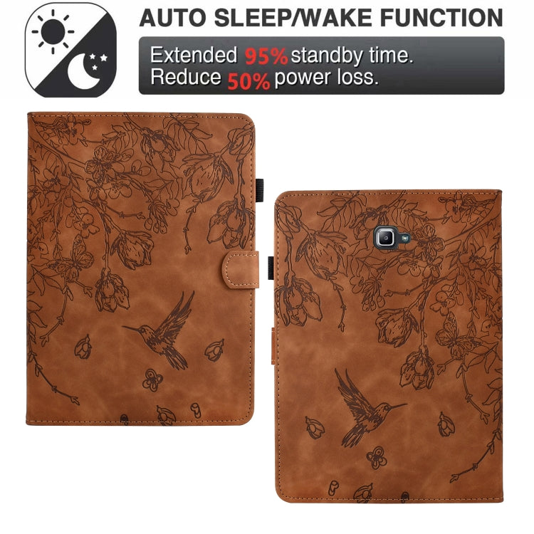 For Samsung Galaxy Tab A 10.1 T580 Flowers and Bird Embossed Smart Leather Tablet Case