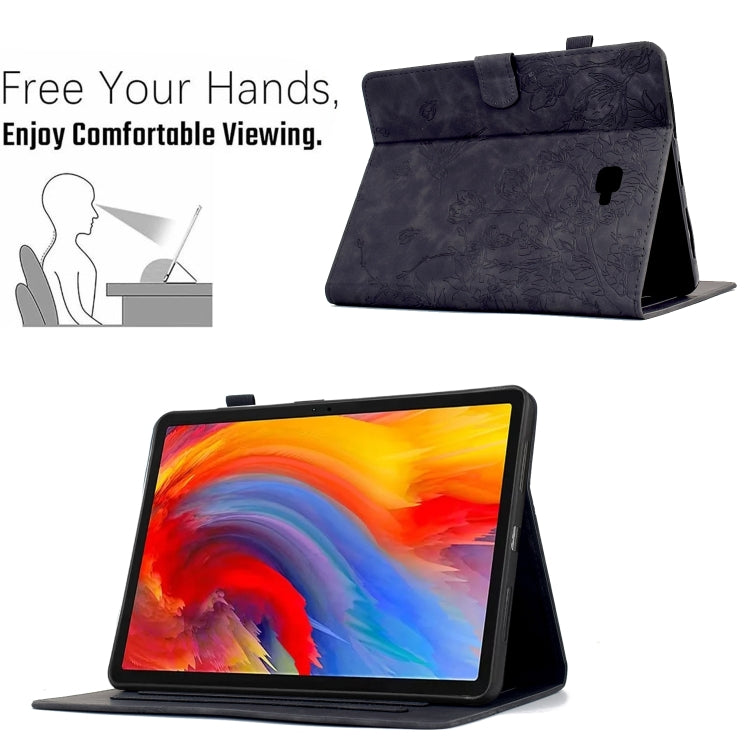 For Samsung Galaxy Tab A 10.1 T580 Flowers and Bird Embossed Smart Leather Tablet Case