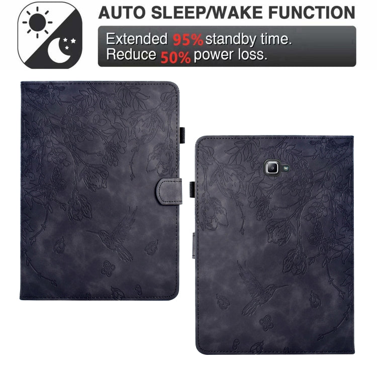 For Samsung Galaxy Tab A 10.1 T580 Flowers and Bird Embossed Smart Leather Tablet Case