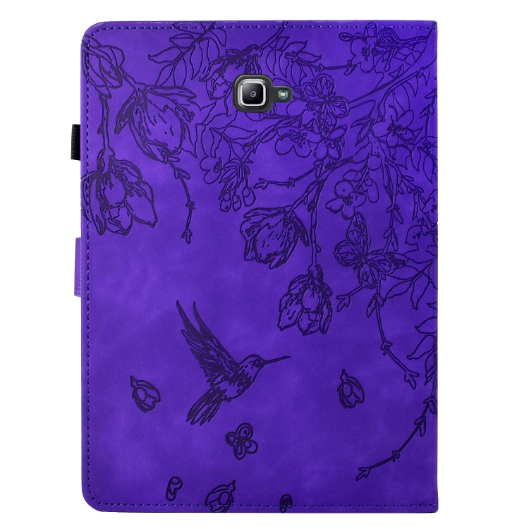 For Samsung Galaxy Tab A 10.1 T580 Flowers and Bird Embossed Smart Leather Tablet Case