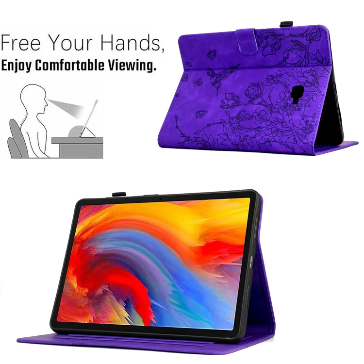 For Samsung Galaxy Tab A 10.1 T580 Flowers and Bird Embossed Smart Leather Tablet Case
