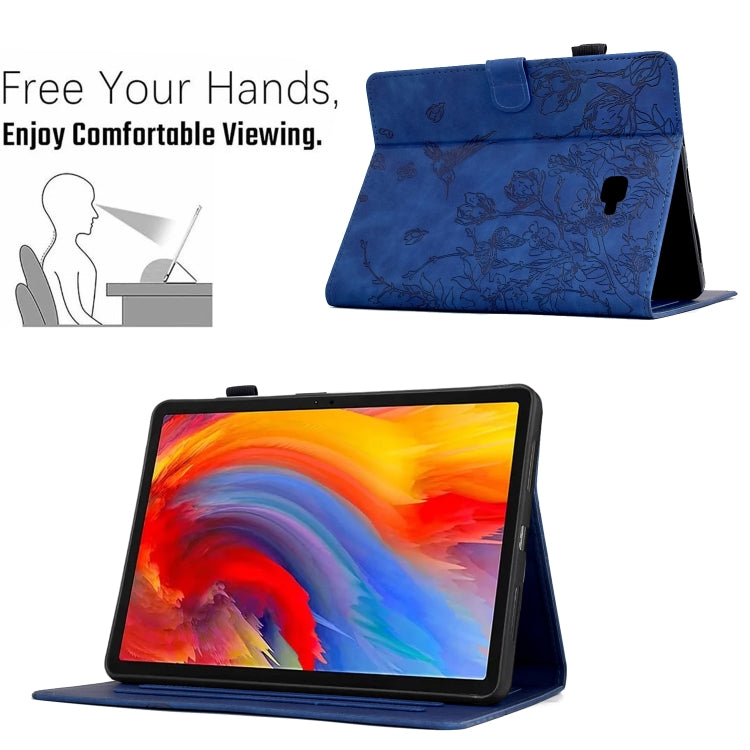 For Samsung Galaxy Tab A 10.1 T580 Flowers and Bird Embossed Smart Leather Tablet Case