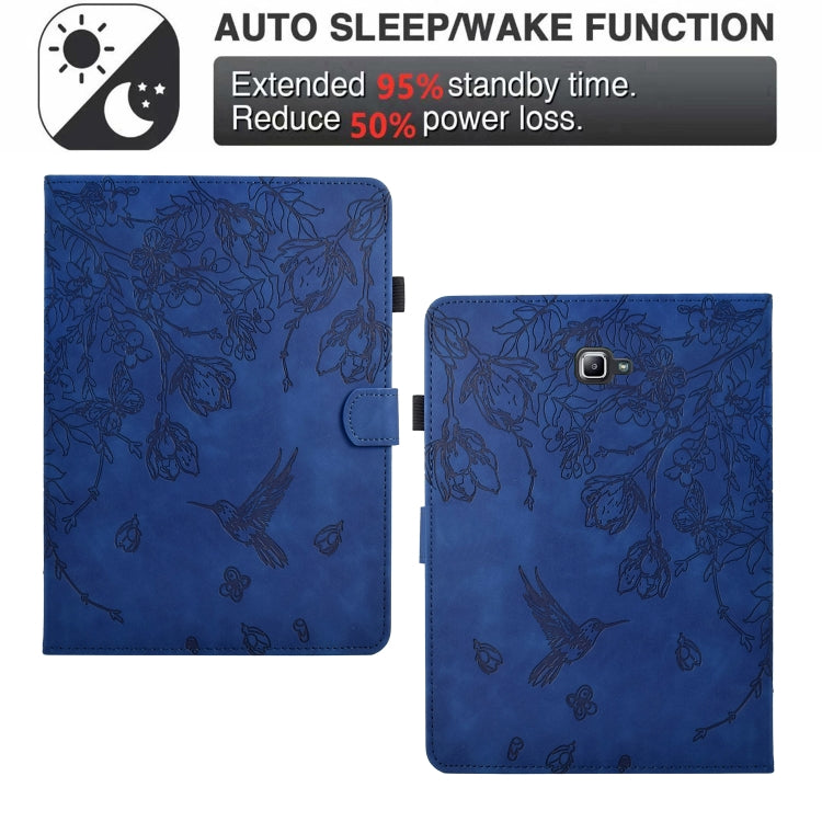 For Samsung Galaxy Tab A 10.1 T580 Flowers and Bird Embossed Smart Leather Tablet Case