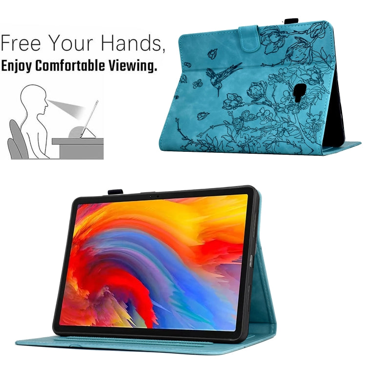 For Samsung Galaxy Tab A 10.1 T580 Flowers and Bird Embossed Smart Leather Tablet Case
