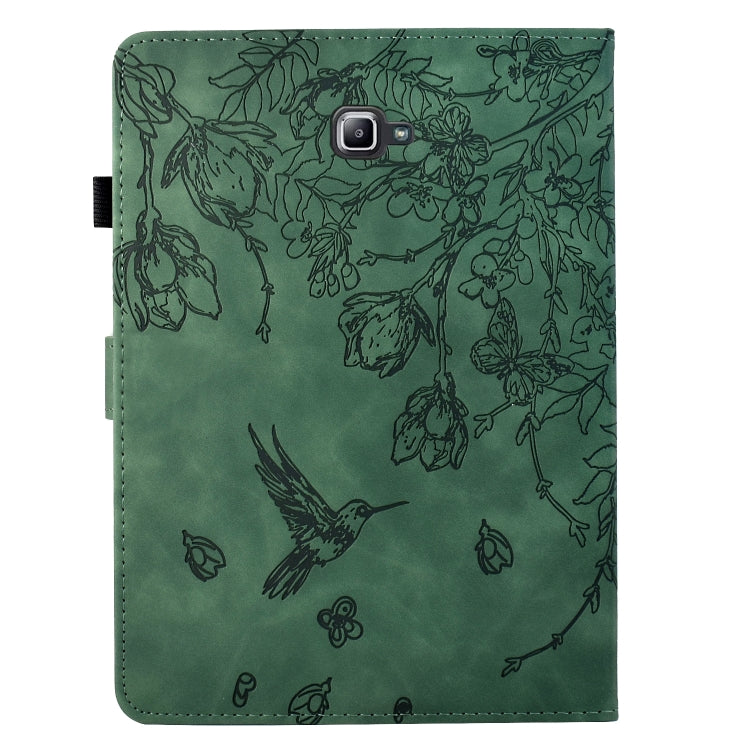 For Samsung Galaxy Tab A 10.1 T580 Flowers and Bird Embossed Smart Leather Tablet Case