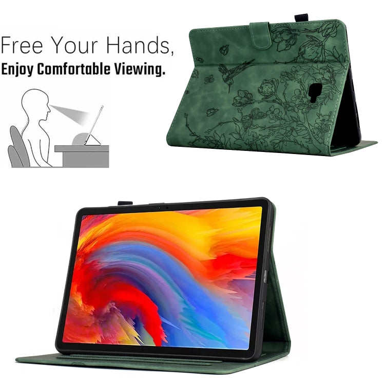 For Samsung Galaxy Tab A 10.1 T580 Flowers and Bird Embossed Smart Leather Tablet Case