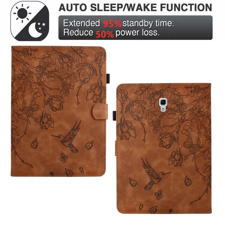 For Samsung Galaxy Tab A 10.5 T590 Flowers and Bird Embossed Smart Leather Tablet Case