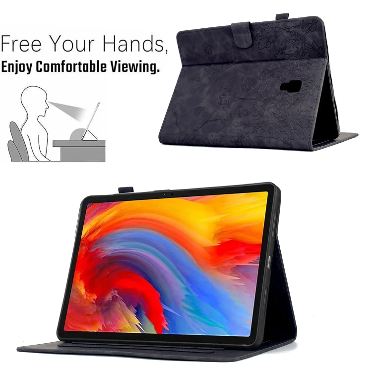 For Samsung Galaxy Tab A 10.5 T590 Flowers and Bird Embossed Smart Leather Tablet Case