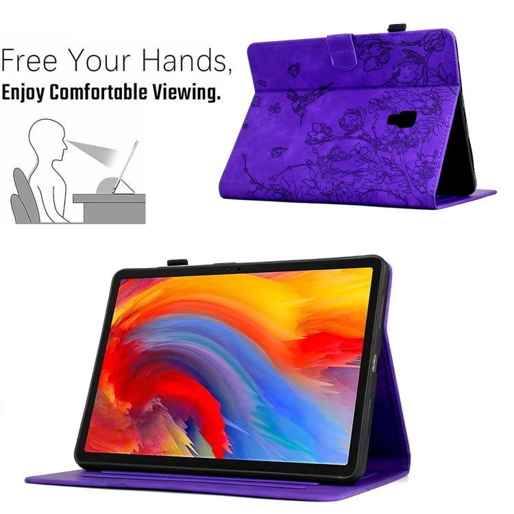 For Samsung Galaxy Tab A 10.5 T590 Flowers and Bird Embossed Smart Leather Tablet Case