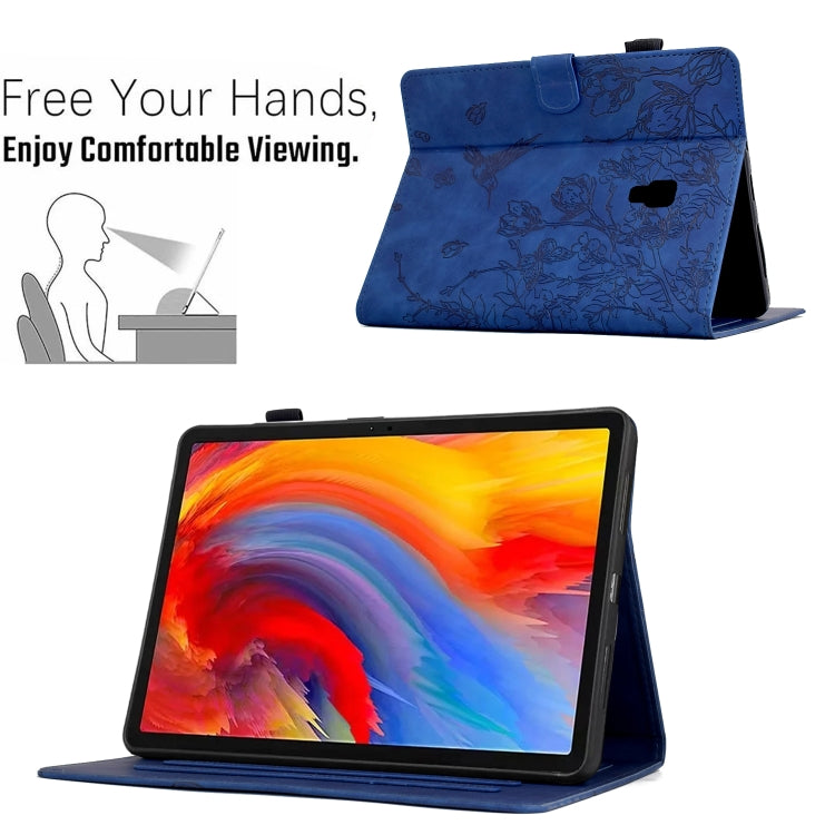 For Samsung Galaxy Tab A 10.5 T590 Flowers and Bird Embossed Smart Leather Tablet Case