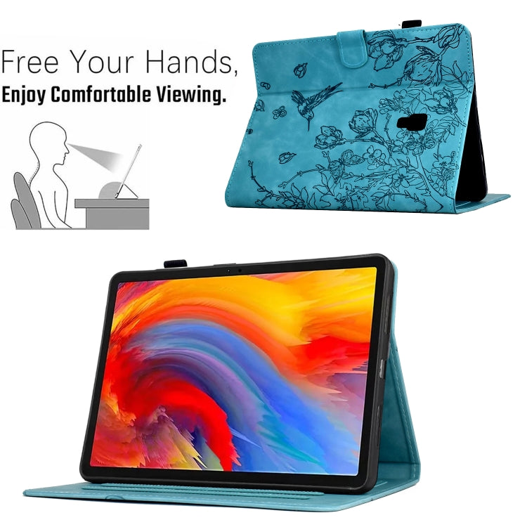 For Samsung Galaxy Tab A 10.5 T590 Flowers and Bird Embossed Smart Leather Tablet Case