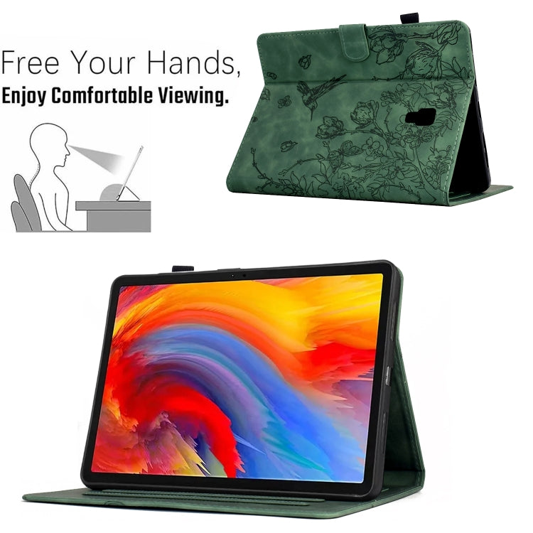 For Samsung Galaxy Tab A 10.5 T590 Flowers and Bird Embossed Smart Leather Tablet Case