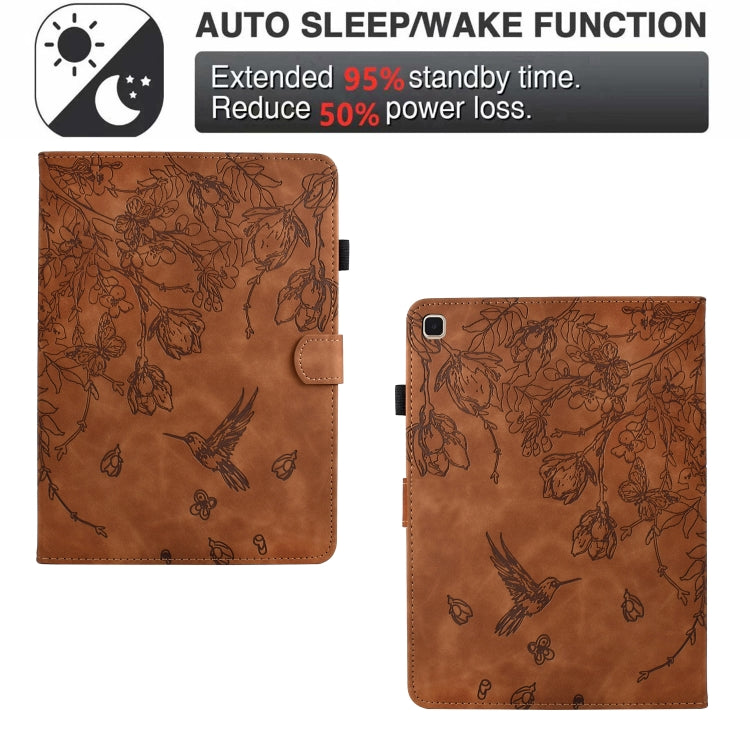 For Samsung Galaxy Tab S5e T720 Flowers and Bird Embossed Smart Leather Tablet Case