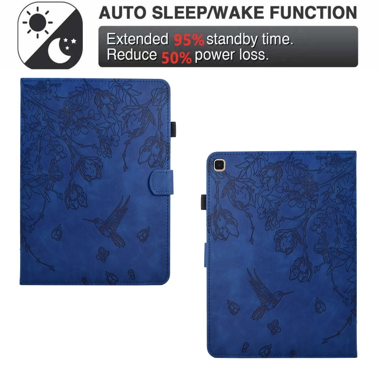 For Samsung Galaxy Tab S5e T720 Flowers and Bird Embossed Smart Leather Tablet Case