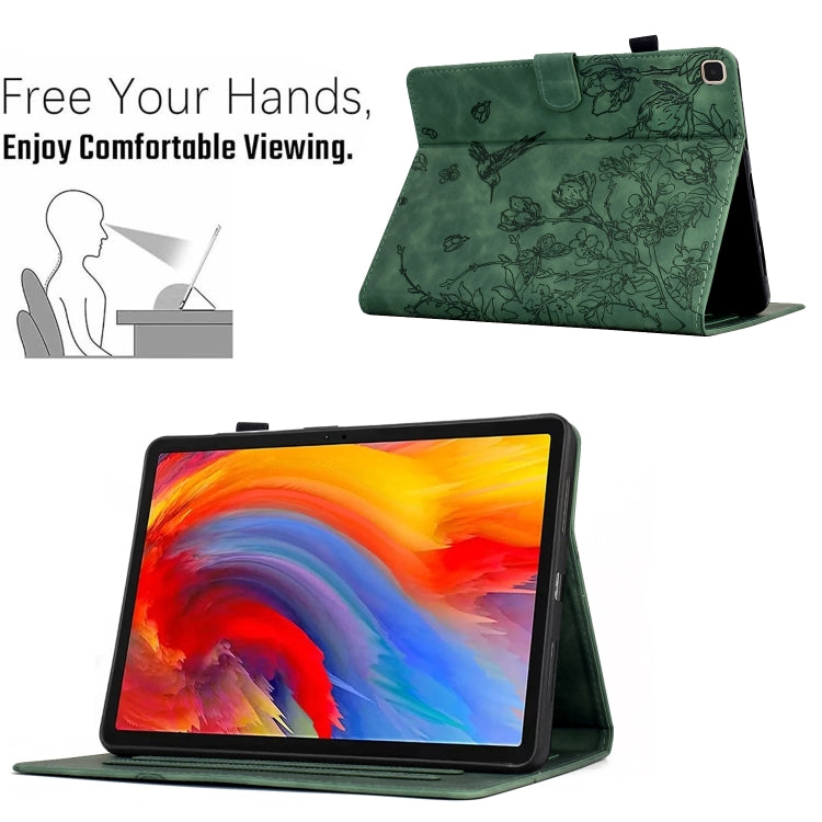 For Samsung Galaxy Tab S5e T720 Flowers and Bird Embossed Smart Leather Tablet Case