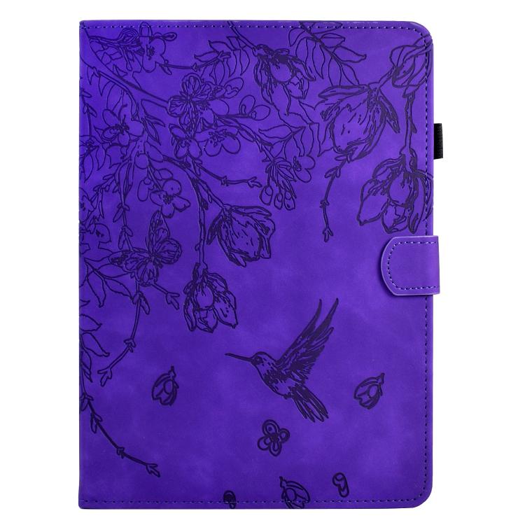 For Samsung Galaxy Tab S10 FE+ Flowers and Bird Embossed Smart Leather Tablet Case