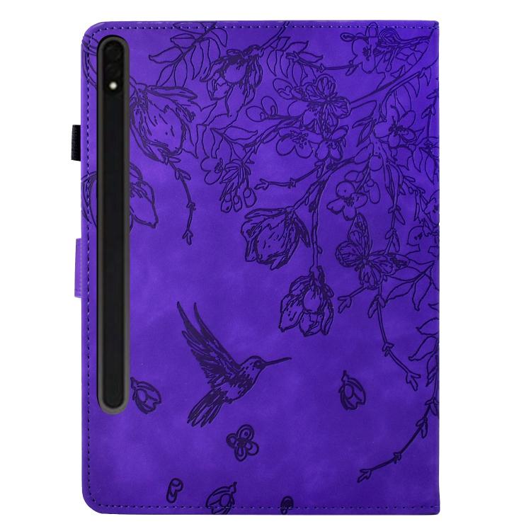 For Samsung Galaxy Tab S10 FE+ Flowers and Bird Embossed Smart Leather Tablet Case