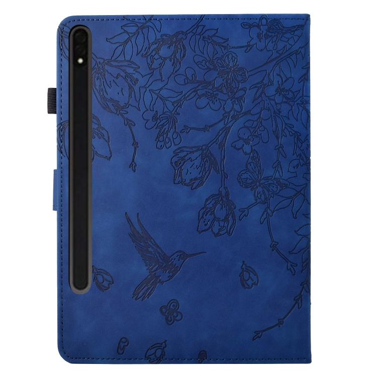 For Samsung Galaxy Tab S10 FE+ Flowers and Bird Embossed Smart Leather Tablet Case