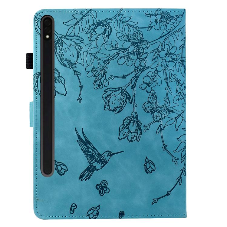 For Samsung Galaxy Tab S10 FE+ Flowers and Bird Embossed Smart Leather Tablet Case