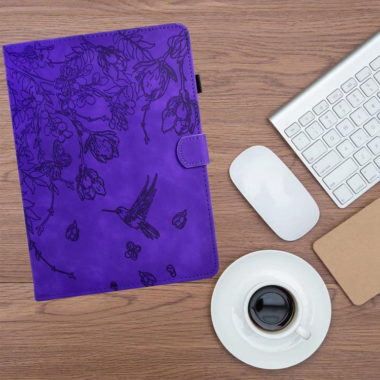 For Samsung Galaxy Tab S11 Flowers and Bird Embossed Smart Leather Tablet Case