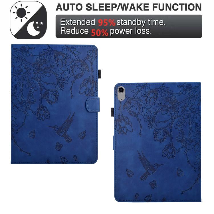 For Samsung Galaxy Tab S11 Flowers and Bird Embossed Smart Leather Tablet Case