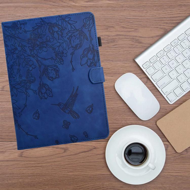 For Samsung Galaxy Tab S11 Flowers and Bird Embossed Smart Leather Tablet Case