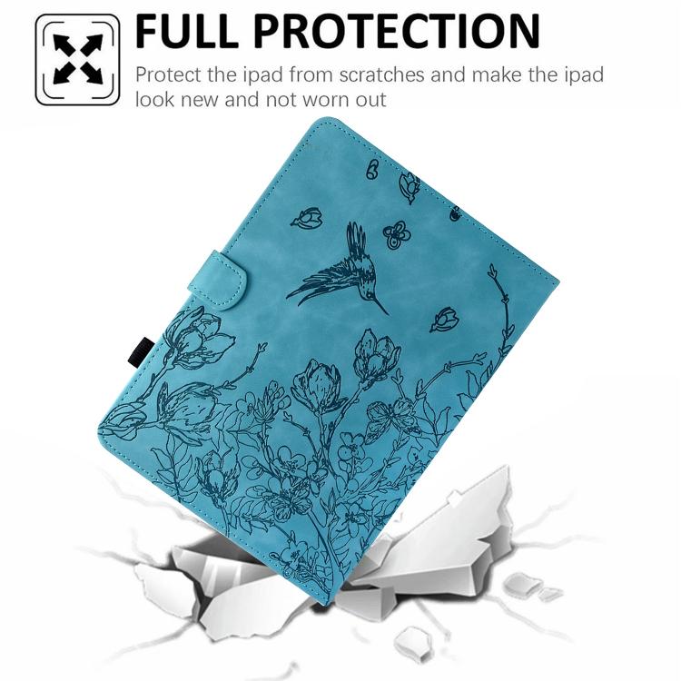 For Samsung Galaxy Tab S11 Flowers and Bird Embossed Smart Leather Tablet Case