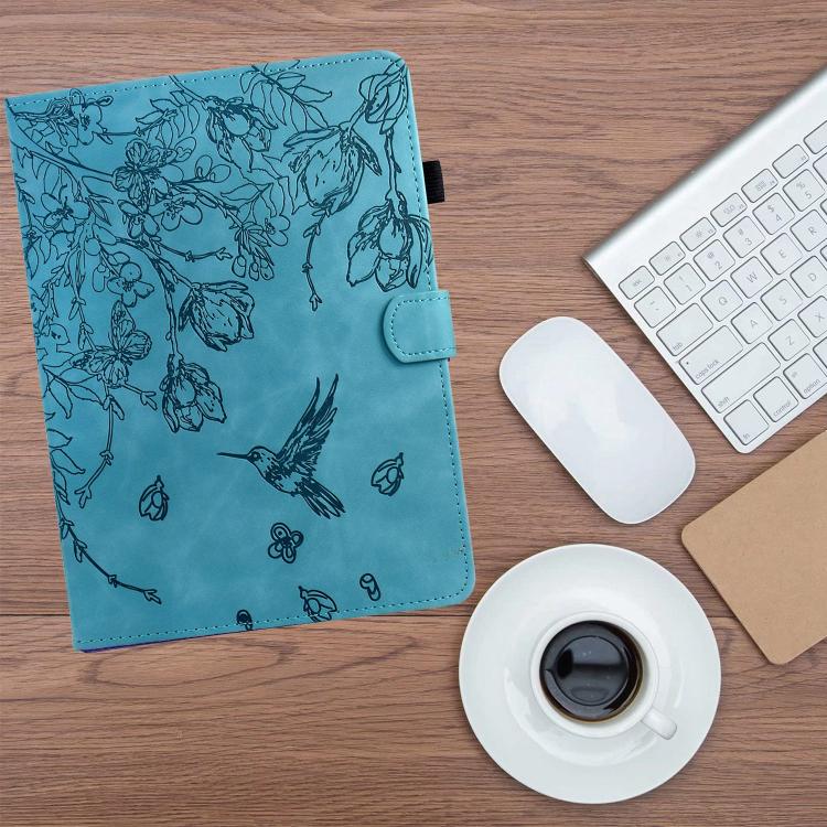 For Samsung Galaxy Tab S11 Flowers and Bird Embossed Smart Leather Tablet Case