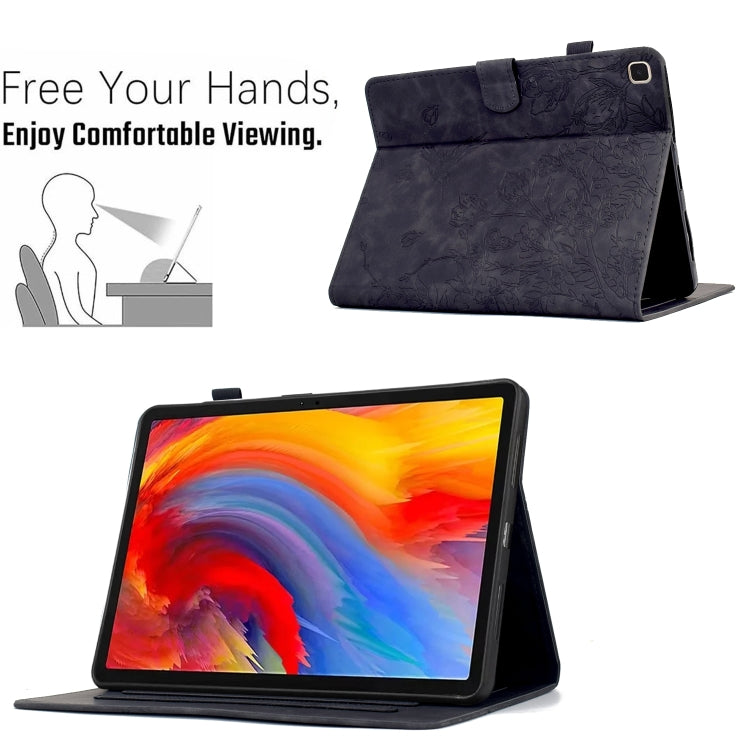 For Samsung Galaxy Tab A7 Lite T220 Flowers and Bird Embossed Leather Tablet Case
