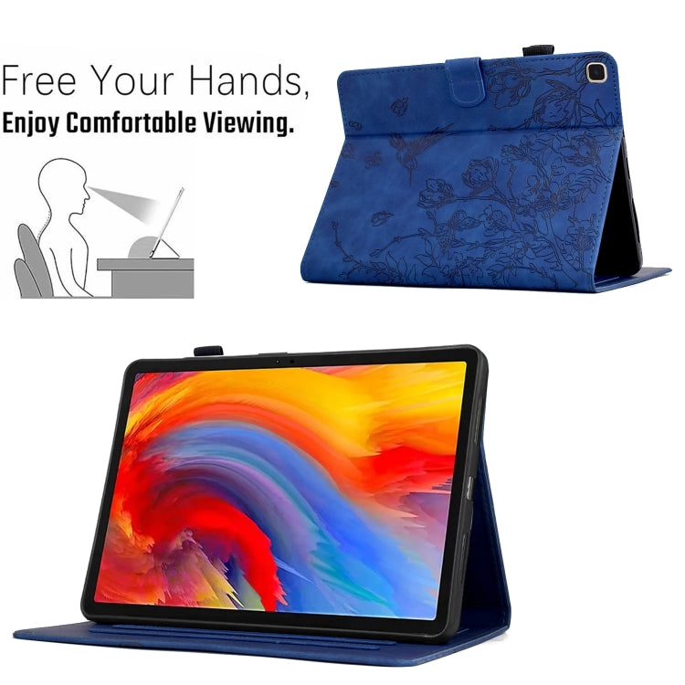 For Samsung Galaxy Tab A7 Lite T220 Flowers and Bird Embossed Leather Tablet Case